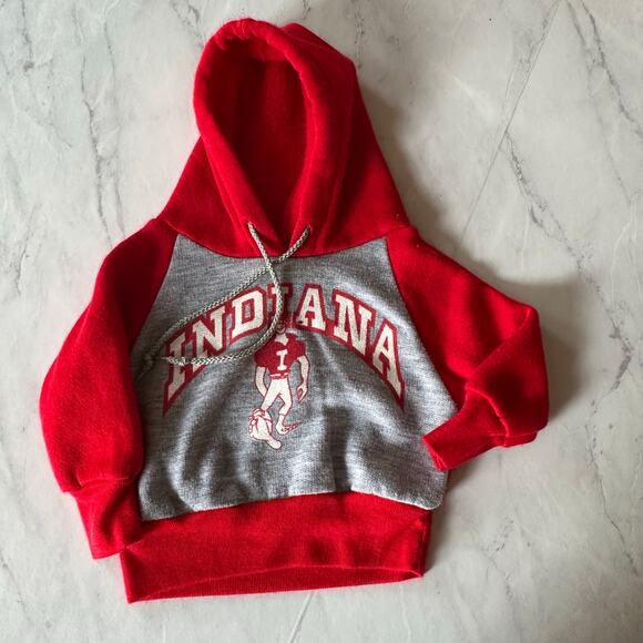 Vintage baby Indiana IU hooded sweatshirt 18 months red gray pullover boys girls - Picture 1 of 8